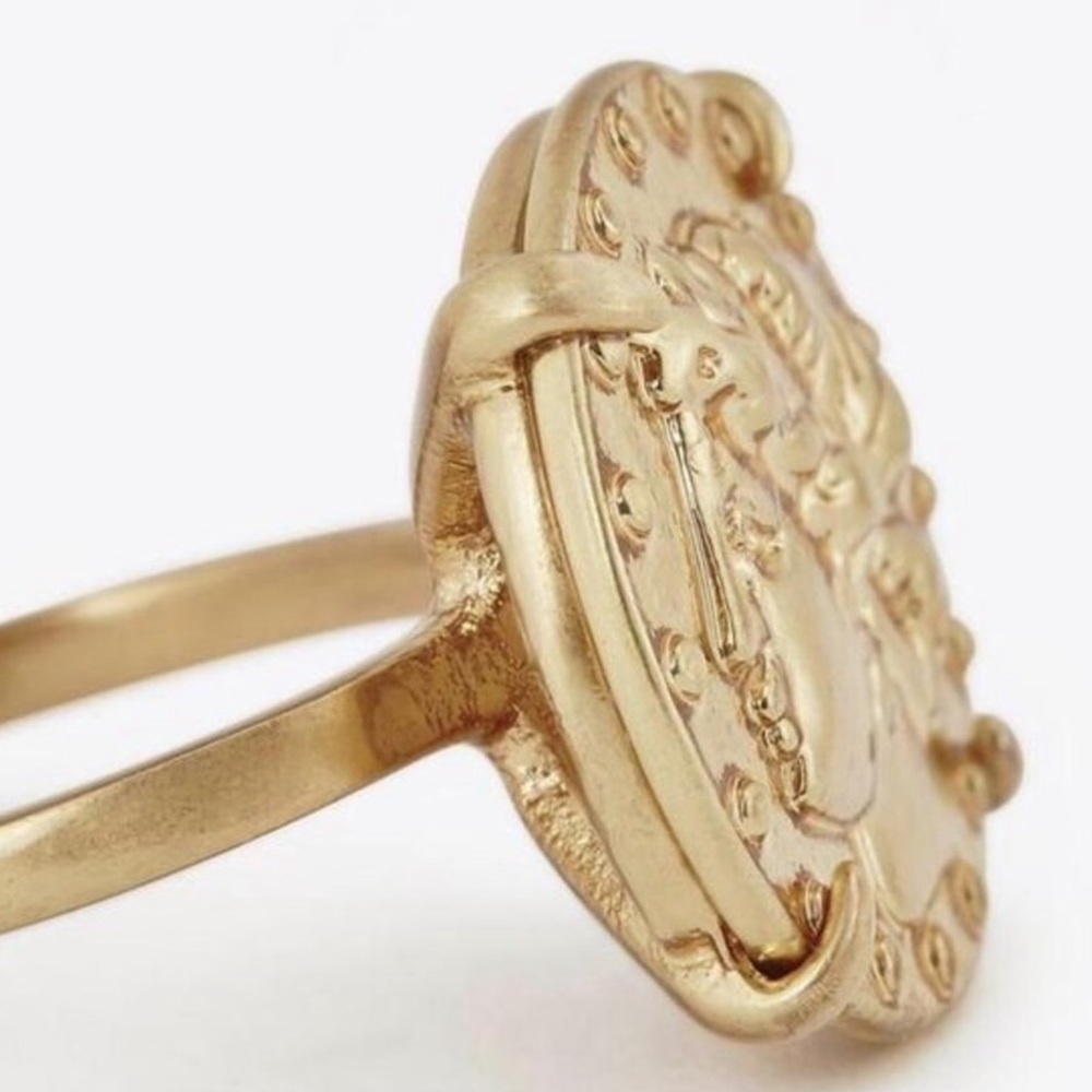 Tory Burch Gold Coin Medallion Ring | Statement Chic | Size 7 - Picture 9 of 12
